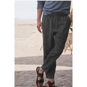 Todd Snyder | 2023 Mens Italian Linen Beach Pant Pull On Elastic Waist Black XS
